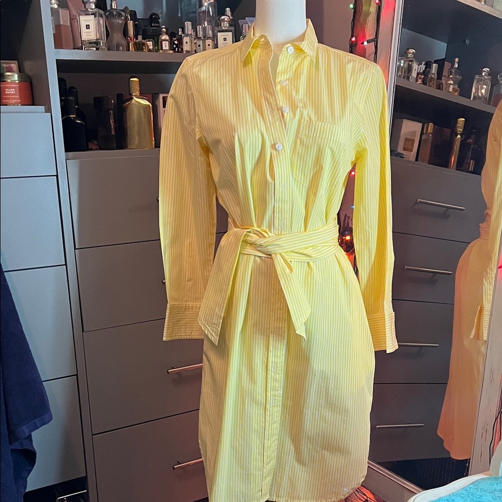 J. Crew Bright Yellow and White Striped shirt dress